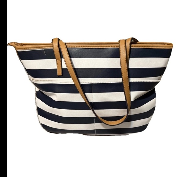 Striped white and blue Tote Bag - Picture 2 of 5